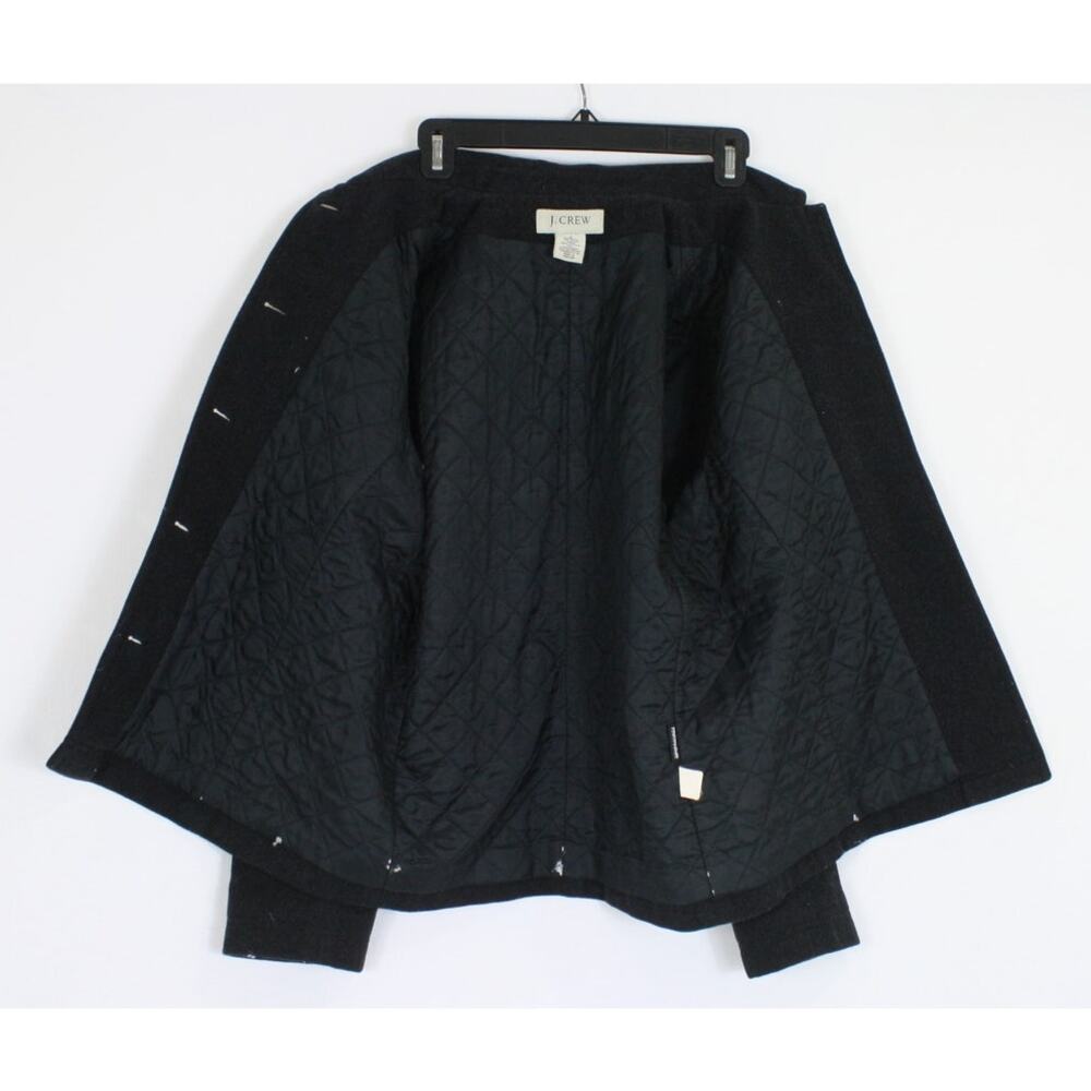 J Crew Wool Shirt Jacket Womens Small Black Quilted Thinsulate Lined Chore Coat - Picture 6 of 7